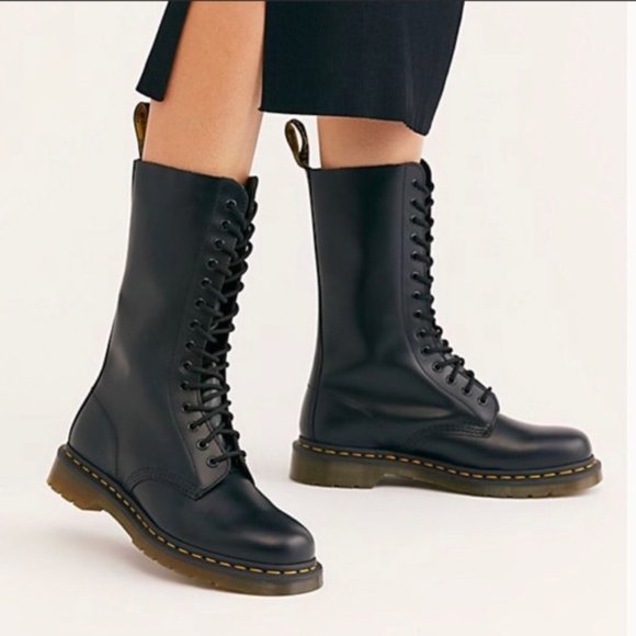 Dr. Martens Shoes | Dr. Martens Women's Black Smooth Leather Boots 14 Eye Lace-Up Style#1914w | Color: Black | Size: 5 | Claytonsarah's Closet